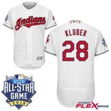 Cleveland Indians #28 Corey Kluber White 2016 All-Star Game Patch Flex Base Jersey