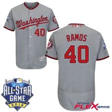 Washington Nationals #40 Wilson Ramos Grey 2016 All-Star Game Patch Flex Base Jersey