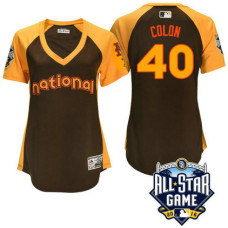 Women - 2016 All-Star National New York Mets Bartolo Colon #40 Brown Home Run Derby Cool Base Jersey