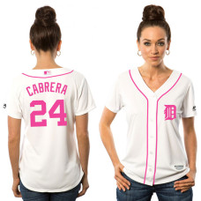 Women - 2016 Mother's Day Detroit Tigers #24 Miguel Cabrera White Home Cool Base Jersey