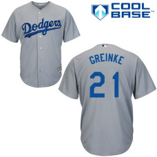 Los Angeles Dodgers #21 Zack Greinke Grey Cool Base Alternate Away Jersey