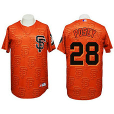 San Francisco Giants #28 Buster Posey Authentic 3D Fashion Orange Jersey