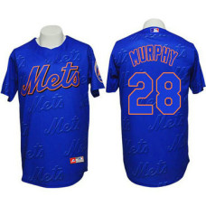 New York Mets #28 Daniel Murphy Authentic 3D Fashion Blue Jersey