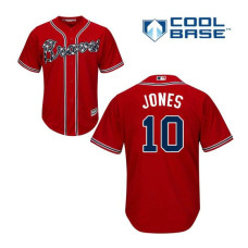 Atlanta Braves #10 Chipper Jones Alternate Cool Base Red Replica Jersey