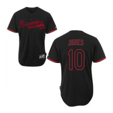 Atlanta Braves #10 Chipper Jones Fashion Black Replica Jersey