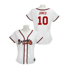 Women - Atlanta Braves #10 Chipper Jones White Authentic Jersey