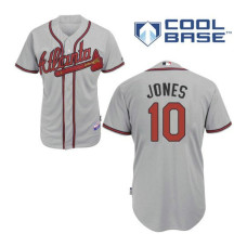 YOUTH Atlanta Braves #10 Chipper Jones Road Cool Base Grey Authentic Jersey