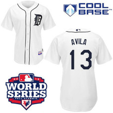 Detroit Tigers #13 Alex Avila Cool Base White with 2012 World Series Patch Jersey