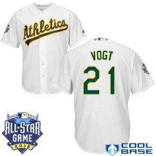 Oakland Athletics #21 Stephen Vogt White 2016All Star Game Patch Cool Base Jersey
