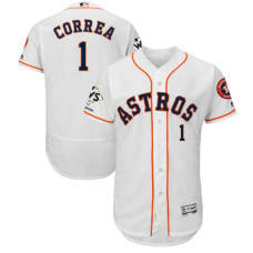 Houston Astros Carlos Correa #1 White 2017 World Series Champions Patch Flex Base Player Jersey