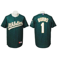 Oakland Athletics #1 Billy Burns Authentic Watermark Fashion Green Jersey