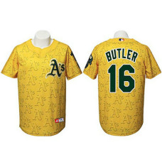 Oakland Athletics #16 Billy Butler Authentic Watermark Fashion Gold Jersey