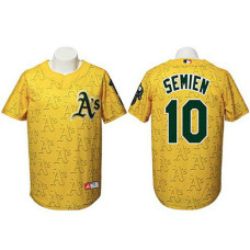 Oakland Athletics #10 Marcus Semien Authentic Watermark Fashion Gold Jersey