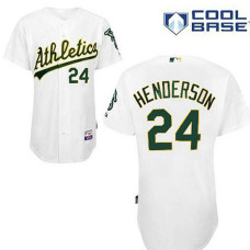 Oakland Athletics #24 Rickey Henderson White Cool Base Jersey