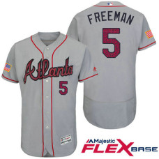 Atlanta Braves #5 Freddie Freeman Grey Stars & Stripes 2016 Independence Day Flex Base Jersey