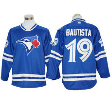 Jose Bautista #19 Toronto Blue Jays Royal Long Sleeve Offical Cool Base Jersey