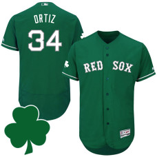 Boston Red sox #34 David Ortiz St. Patricks Day Green Celtic Flexbase Authentic Collection Jersey