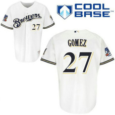 Milwaukee Brewers #27 Carlos Gomez White Home Cool Base Jersey