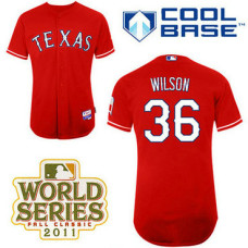 Texas Rangers #36 C.J. Wilson Red Alternate 1 Cool Base 2011 World Series Patch Jersey
