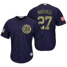 Chicago Cubs Addison Russell #27 Navy Camo Flag Patch Cool Base Jersey