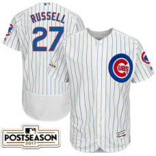 Chicago Cubs Addison Russell #27 White 2017 Postseason Patch Flex Base Jersey