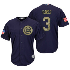 Chicago Cubs David Ross #3 Navy Camo Flag Patch Cool Base Jersey