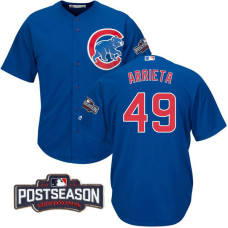 Chicago Cubs Jake Arrieta #49 NL Central Division Champions Royal 2016 Postseason Patch Cool Base Jersey