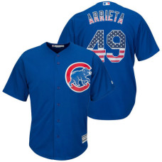 Chicago Cubs Jake Arrieta #49 Royal Stars and Stripes Cool Base Jersey