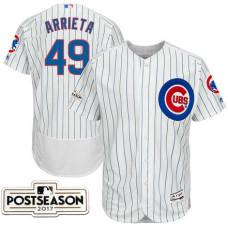 Chicago Cubs Jake Arrieta #49 White 2017 Postseason Patch Flex Base Jersey