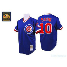 Chicago Cubs #10 Ron Santo Blue Throwback Jersey