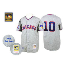 Chicago Cubs #10 Ron Santo Grey Road Throwback Authentic Jersey