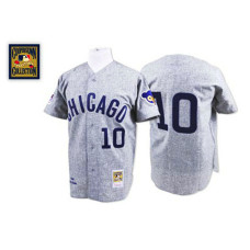 Chicago Cubs #10 Ron Santo Grey Road Throwback Jersey