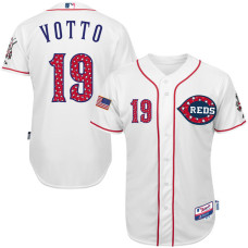 Cincinnati Reds Joey Votto #19 White 2016 Independence Day Stars & Stripes Authentic Cool Base Jersey
