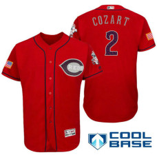 Cincinnati Reds #2 Zack Cozart Red Stars & Stripes 2016 Independence Day Cool Base Jersey