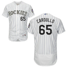 Colorado Rockies #65 Stephen Cardullo Home White Authentic Collection Flex Base Jersey