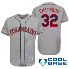 Colorado Rockies #32 Tyler Chatwood Grey Stars & Stripes 2016 Independence Day Cool Base Jersey
