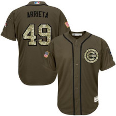 Chicago Cubs #49 Jake Arrieta Olive Camo Jersey