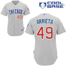 Chicago Cubs #49 Jake Arrieta Grey Away Cool Base Jersey