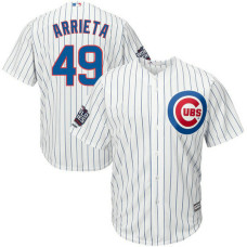 Chicago Cubs Jake Arrieta #49 White Home 2016 World Series Champions Patch Cool Base Jersey