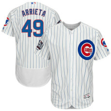 Chicago Cubs Jake Arrieta #49 White Home 2016 World Series Champions Patch Flex Base Player Jersey