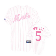 Women - New York Mets #5 David Wright White(Pink Strip)Fashion Jersey