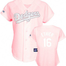 Women - Los Angeles Dodgers #16 Andre Ethier Pink Lady Fashion Jersey