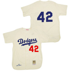 Los Angeles Dodgers #42 Jackie Robinson Cream Throwback Jersey