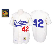 Los Angeles Dodgers #42 Jackie Robinson White 1955 Throwback Jersey