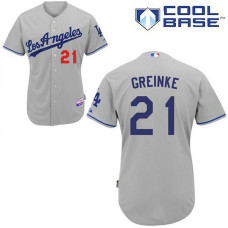 Los Angeles Dodgers #21 Zack Greinke Authentic Grey Away Cool Base Jersey