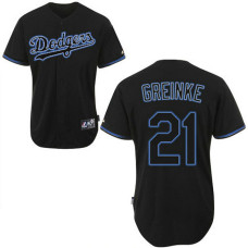 Los Angeles Dodgers #21 Zack Greinke Authentic Black Fashion Jersey