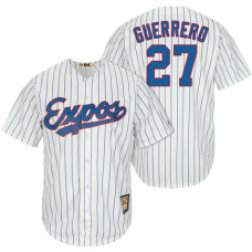Montreal Expos #27 Vladimir Guerrero White/Royal Cooperstown Player Cool Base Jersey
