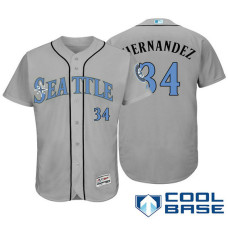Seattle Mariners #34 Felix Hernandez Grey Fashion 2016 Father's Day Cool Base Jersey