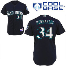 Seattle Mariners #34 Felix Hernandez Navy Blue Home Cool Base Jersey