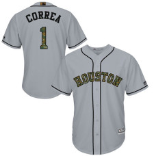 Houston Astros Carlos Correa #1 Grey Camo Fashion 2016 Memorial Day Cool Base Jersey